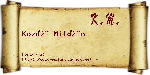 Kozó Milán névjegykártya